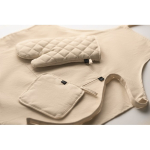 Keukenset van gerecycled katoen met gewatteerde stiksels 180 g/m² kleur beige foto bekijken tweede weergave