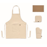 Keukenset van gerecycled katoen met gewatteerde stiksels 180 g/m² kleur beige vierde weergave