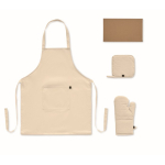 Keukenset van gerecycled katoen met gewatteerde stiksels 180 g/m² kleur beige zesde weergave