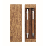 Houten schrijfset met blauwe pen en vulpotlood kleur hout tweede weergave