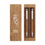 Houten schrijfset met blauwe pen en vulpotlood kleur hout hoofdweergave tweede weergave