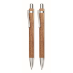 Houten schrijfset met blauwe pen en vulpotlood kleur hout derde weergave