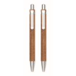 Houten schrijfset met blauwe pen en vulpotlood kleur hout zesde weergave