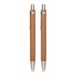 Houten schrijfset met blauwe pen en vulpotlood kleur hout zevende weergave