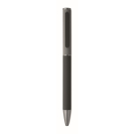 Draaibare pen van gerecycled aluminium met rubberen afwerking kleur zwart vierde weergave