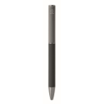 Draaibare pen van gerecycled aluminium met rubberen afwerking kleur zwart zesde weergave