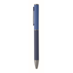 Draaibare pen van gerecycled aluminium met rubberen afwerking kleur blauw vijfde weergave