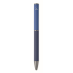 Draaibare pen van gerecycled aluminium met rubberen afwerking kleur blauw zesde weergave