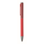 Draaibare pen van gerecycled aluminium met rubberen afwerking kleur rood vijfde weergave