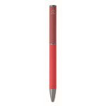 Draaibare pen van gerecycled aluminium met rubberen afwerking kleur rood zesde weergave