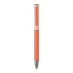 Draaibare pen van gerecycled aluminium met rubberen afwerking kleur oranje vierde weergave