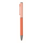 Draaibare pen van gerecycled aluminium met rubberen afwerking kleur oranje vijfde weergave