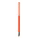 Draaibare pen van gerecycled aluminium met rubberen afwerking kleur oranje zesde weergave