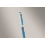 Draaibare pen van gerecycled aluminium met rubberen afwerking kleur turquoise foto bekijken tweede weergave