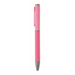 Draaibare pen van gerecycled aluminium met rubberen afwerking kleur fuchsia vijfde weergave