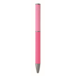 Draaibare pen van gerecycled aluminium met rubberen afwerking kleur fuchsia zesde weergave