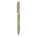 Draaibare pen van gerecycled aluminium met rubberen afwerking kleur mintgroen hoofdweergave