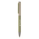 Draaibare pen van gerecycled aluminium met rubberen afwerking kleur mintgroen tweede hoofdweergave