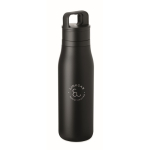 Thermosfles met handvat en makkelijk te openen dop 500 ml kleur zwart hoofdweergave