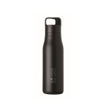 Thermosfles met handvat en makkelijk te openen dop 500 ml kleur zwart weergave met bedrukking