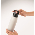 Thermosfles met handvat en makkelijk te openen dop 500 ml kleur wit foto bekijken tweede weergave