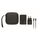 Reisset met magnetische powerbank 5.000mAh en USB-C-oplader kleur zwart zevende weergave