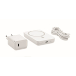 Reisset met magnetische powerbank 5.000mAh en USB-C-oplader kleur wit derde weergave