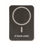 Magnetische powerbank van gerecycled aluminium 5.000mAh kleur zwart weergave met bedrukking