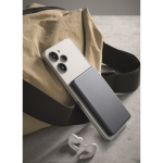 Magnetische powerbank van gerecycled aluminium 5.000mAh kleur marineblauw sfeervolle weergave