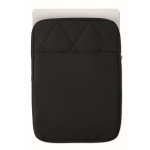 Gewatteerde nylon laptophoes met voorvak 15'' kleur zwart derde weergave