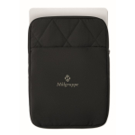 Gewatteerde nylon laptophoes met voorvak 15'' kleur zwart hoofdweergave derde weergave