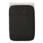 Gewatteerde nylon laptophoes met voorvak 15'' kleur zwart