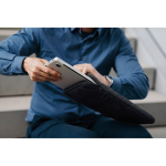 Gewatteerde nylon laptophoes met voorvak 15'' kleur zwart sfeervolle weergave