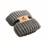 Gestreepte fleece deken met lint en kraft kaart 450 g/m² kleur donkergrijs tweede hoofdweergave
