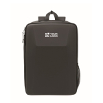 Laptoprugzak van RPET 600D met harde voorkant 15'' kleur zwart weergave met bedrukking