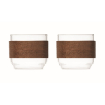 Set van 2 glazen koffiekopjes met band van walnotenhout 120 ml kleur hout vijfde weergave