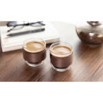 Set van 2 glazen koffiekopjes met band van walnotenhout 120 ml kleur hout sfeervolle weergave