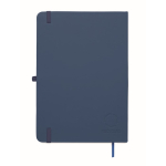 A5 PU-notitieboekset met blauwe pen en gelinieerde pagina’s kleur blauw vijfde weergave