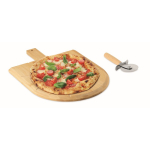 Bamboe pizzaplank met roestvrijstalen pizzasnijder inbegrepen kleur hout tweede weergave