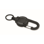 Stevige plastic kaarthouder met karabijnhaak en kabel van 60 cm kleur zwart vierde weergave