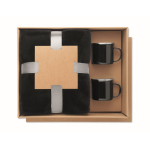 Geschenkset met fleecedeken en 2 emaille mokken 350 ml kleur zwart tweede weergave