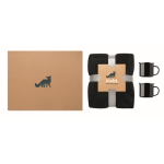 Geschenkset met fleecedeken en 2 emaille mokken 350 ml kleur zwart hoofdweergave derde weergave