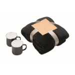 Geschenkset met fleecedeken en 2 emaille mokken 350 ml kleur zwart negende weergave