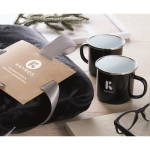 Geschenkset met fleecedeken en 2 emaille mokken 350 ml kleur zwart tweede sfeervolle hoofdweergave