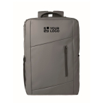 RPET-rugzak met PU-coating voor laptop tot 15'' kleur donkergrijs weergave met bedrukking
