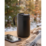 thermosbeker van roestvrij staal met herbruikbaar koffiefilter 450 ml kleur zwart tweede sfeervolle weergave