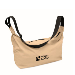 Urban crossbodytas van waterafstotend nylon met verstelbare band kleur khaki weergave met bedrukking