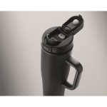 Lekvrije thermosbeker met handvat en rietje 900 ml kleur zwart foto bekijken vierde weergave