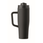 Lekvrije thermosbeker met handvat en rietje 900 ml kleur zwart zesde weergave