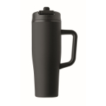 Lekvrije thermosbeker met handvat en rietje 900 ml kleur zwart zevende weergave